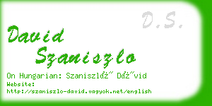 david szaniszlo business card